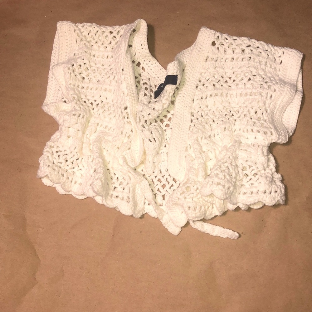 Crocheted White Sweater